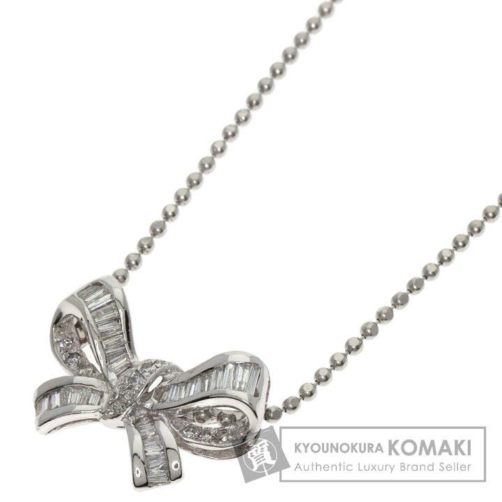 楽天市場】0.5ct ダイヤモンド リボンモチーフ ネックレス プラチナ 