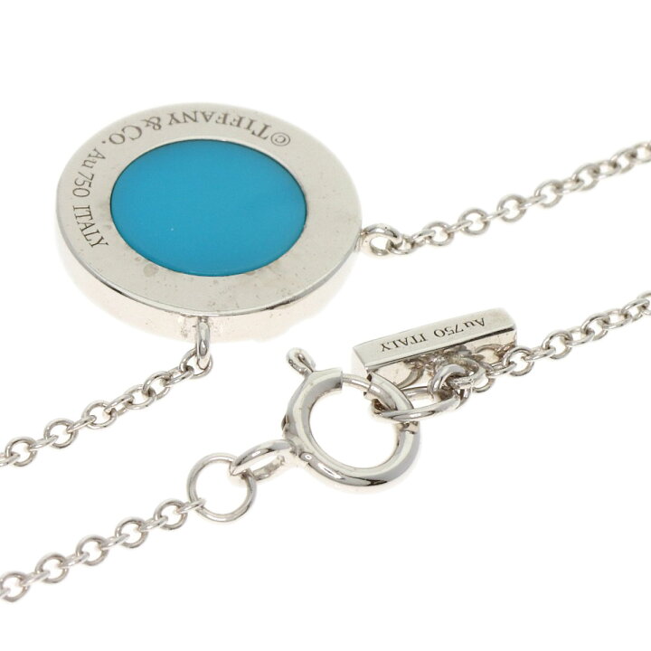 ティファニー T TWO サークル ターコイズ ネックレス K18ホワイトゴールド レディース 中古 TIFFANY Co ブランド京の蔵小牧