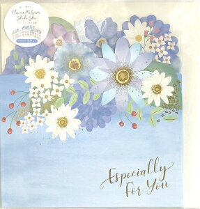 Z&Kゼットアンドケイ フラワー三つ折り色紙 ブルー 寄書き 32人用 62-211