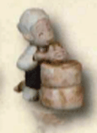 （和雑貨）手作りの陶人形 一休さん 石臼 学習教材 教材