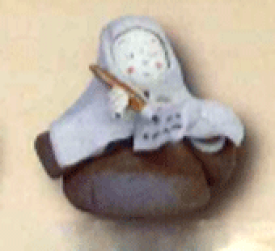 （和雑貨）手作りの陶人形 尼さん 書き物 学習教材 教材