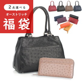 【2点選べるオーストリッチ福袋】 オーストリッチハンドバッグ＋オーストリッチ長財布 お色が選べる！ オーストリッチ革 丈夫
