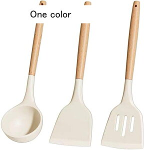 キッチンツールセット シリコン 調理器具セット3本 キッチン 製菓器具 ツール3点 高耐熱性 一人暮らし ヘラ + 穴あきスプーン + スープスプーン 新居祝い 母の日プレゼント 木製ハンドル 傷