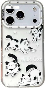 17�p Happy Cat �f�U�C�� �J���t�� ���� �ی�P�[�X ���� ���F �s���N �l�R�D�� ����g�� �A�C�t�H��14 iPhone16/15 ProMax�Ή��i�F3�Ccase17)