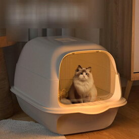 猫用トイレ本体 ネコトイレ 大開口 消臭 密閉式 蓋付き フード付き 耐久性 飛散防止構造 洗いやすい おしゃれ 臭わない 倒れにくい お出かけ 大容量 出入り便利 フレキシブルリッターボックス 【グ
