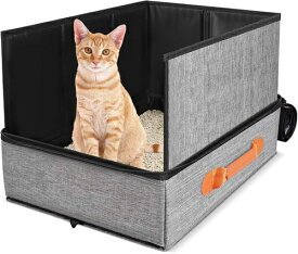 お留守番 持ち運び 旅行/車載/防災 フレキシブルリッターボックス 猫用トイレボックス 猫用品 倒れにくい 洗いやすい ゆったり広々 防水 飛び散らない オープン 大きい のびのびリラックス