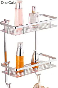 シャワーラック 浴室ラック 2段収納棚 浴室収納 キッチン/台所収納 壁に穴を開けない 強力粘着 加厚スペースアルミニウム製 風呂 トレイ バス用品 キッチン 棚 キッチンラック 負荷13kg