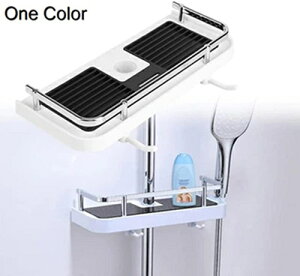 浴室用ラック シャワーレール収納ラック 穴あけ不要 耐荷重5KG 高さ調節可能 シャンプー置き 石鹸置き 小物収納 頑丈 水切り バスルーム 風呂場 洗面所 キッチン スッキリ収納 多機能ラック