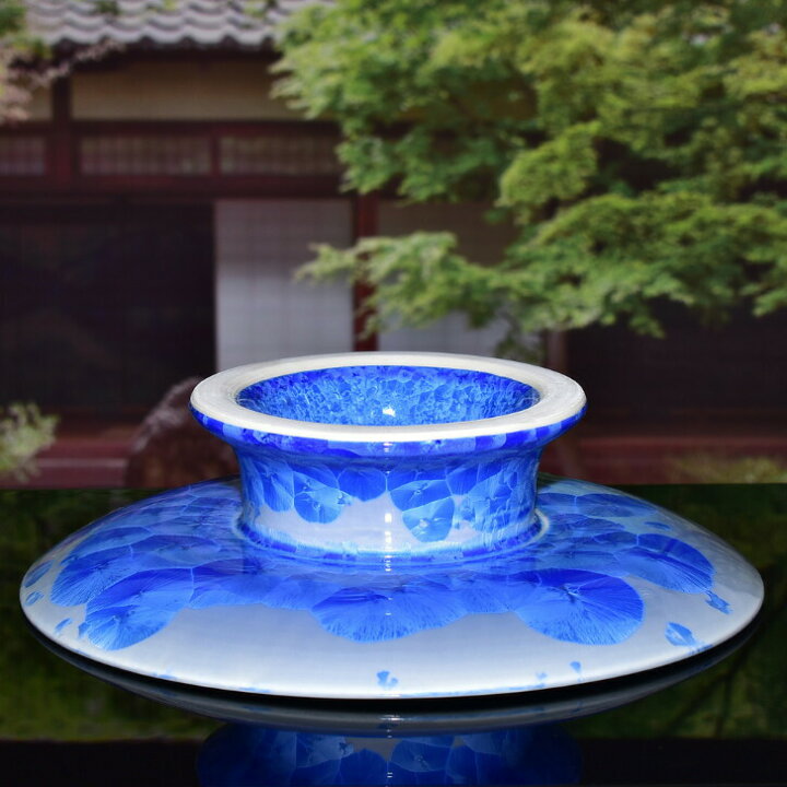 楽天市場】京焼 清水焼 陶あん 花結晶 大皿 コンポート皿（青） : 京焼 