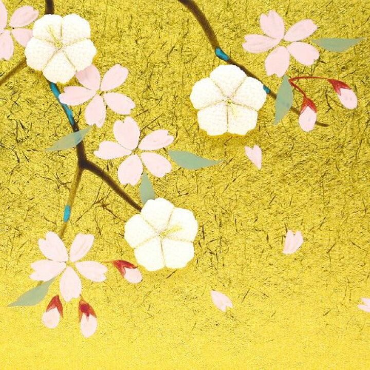 楽天市場】屏風 コンパクト ちりめん 小さい 手作り / 四季草花図 桜 