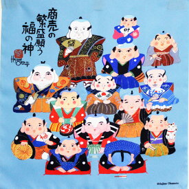 ポリエステル 岡本肇 福助 / 風呂敷 ふろしき 45cm 和雑貨 福助 吉祥 縁起物 商売繁盛 家内安全 開運 招福 お正月日本土産 タペストリー 玄関 雑貨 デコレーション ディスプレイ 壁掛け 掛け軸 和風 インテリア 季節 四季 お土産 お弁当 かば丸 日本製 ギフト プレゼント