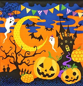 シャンタン さとうひろみ ハロウィン / 風呂敷 ふろしき フロシキ 綿 シャンタン 50cm 和雑貨 日本土産 タペストリー 玄関 雑貨 デコレーション ディスプレイ 壁 壁掛け 掛け軸 和風 インテリア 季節 四季 タペストリー用風呂敷 お土産 お弁当 日本製