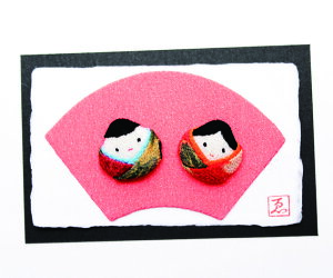 雛 雛人形 コンパクト モダン おしゃれ かわいい ちりめん 和紙 / 月次絵 つきなみえ 雛 / 3月 紙すき 手作り ミニ 飾り人気 可愛い