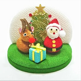 十二月飾り / サンタ 置物 季節 12月 おしゃれ クリスマス 飾り サンタクロース プレゼント 柊 インテリア 置き飾り 可愛い リビング 玄関 ディスプレイ ミニチュア コンパクト 小さい 手作り 京都 日本製 ちりめん細工