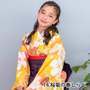 (袴4点セット 華やかB ジュニア) 袴セット 卒業式 小学生 4点セット 着物 袴 帯 長襦袢 卒服 二尺袖着物 はかま 振袖 和服 和装 ジュニア ガールズ 女の子 謝恩会 セレモニー パーティー 大学生