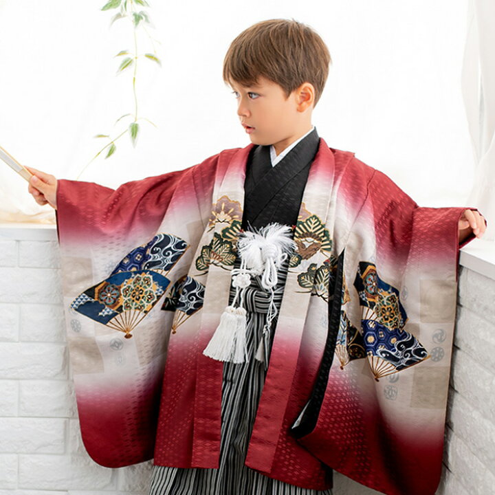 楽天市場】(着物セット 鷹兜松 黒縞袴) 七五三 着物 男の子 18 