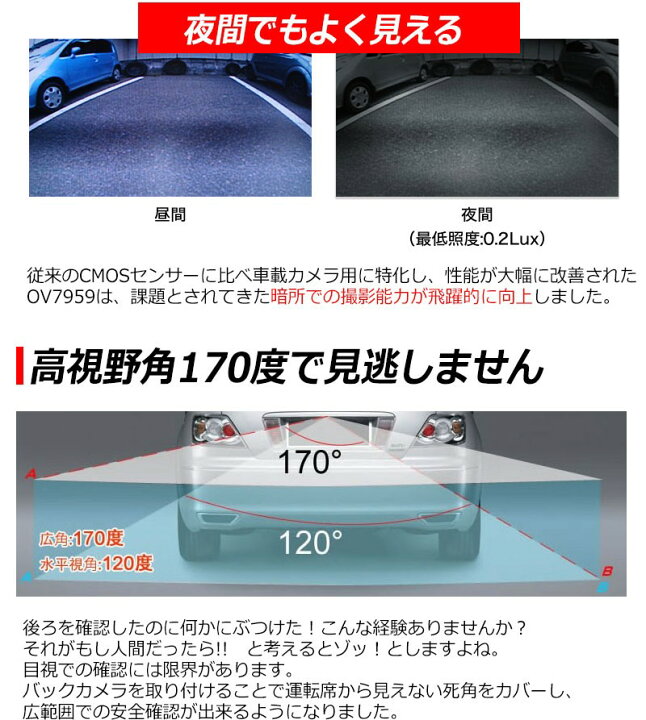 楽天市場 バックカメラ 防水 高画質 42万画素 Cmd 小型 広角レンズ A0119n 鏡像 正像 切り替え ガイドライン Onoff 切替 12v 対応 後方確認カメラ Backcamera 高性能バックカメラ バックモニター 車載カメラ コンパクト トヨタ ホンダ 日産 マツダ Panasonic
