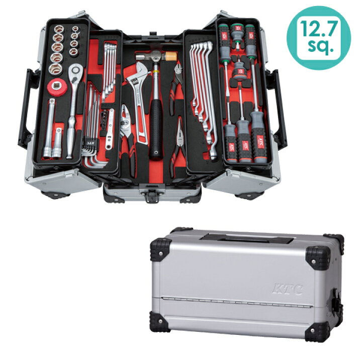 楽天市場】工具セット 両開きメタルケースタイプ [52点] レッド 12.7sq 