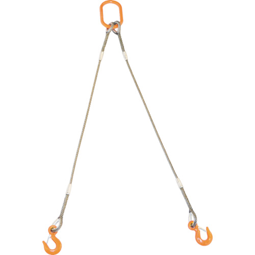 TRUSCO 2本吊り玉掛けワイヤロープスリング Wスリング フック付き 9mmX1m GRE-2P-9S1DIY・工具
