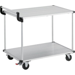 【送料別途】【直送品】TRUSCO アルミ台車 アルパカート 省音 2段式片袖タイプ 900×600mm ストッパー付 AL22-0960S