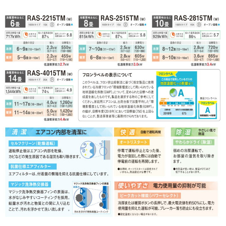 楽天市場】[RAS-2215TM-W] TMシリーズ 東芝 ルームエアコン 室内機：高 