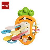 MILUNO 赤ちゃんひもおもちゃ 5ヶ月から にんじん模様 ラトル がらがら 指先遊び 男の子 女の子 シリコー…