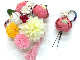 【花ごころ】髪飾り2個セット 振袖 成人式　椿 ピンク系　59992-1