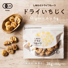 【送料無料】オーガニック有機いちじく3kg(250g×12袋)安心・無添加の大粒白イチジク(トルコ産)有機JAS認定のナチュラルドライフルーツ＜検品済み＞Orgnic dry fig figs dryfruit