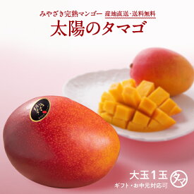 【送料無料】太陽のタマゴ(大玉2L・1玉)最高級フルーツ宮崎の厳しい基準を乗り越えた『香り・色艶・糖度』全てがプレミアムの宮崎完熟マンゴー宮崎マンゴー アップルマンゴー 高級 フルーツ 果物 お中元 ギフト お取り寄せグルメ 母の日