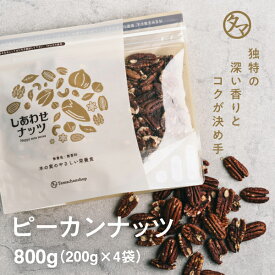 【送料無料】素焼きピーカンナッツ 800g（200g×4袋）(無添加 無塩 ロースト 素焼き)クルミのような食感と独特の深い香りとコクが決め手の人気ピーカンナッツ。｜ぴーかん ナッツ 食品 健康食品 おやつ お菓子 スイーツ オメガ脂肪酸 オレイン酸 SNUTS おつまみ