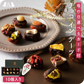 母の日 限定 予約受付「チョコ in デーツ 10個」 グルテンフリー スイーツ ギフト チョコ チョコレート ビター デーツ 砂糖不使用 ナッツ ドライフルーツ 10種 プレゼント 贈り物 ギルトフリー 手土産 手提げ袋 2024 送料無料