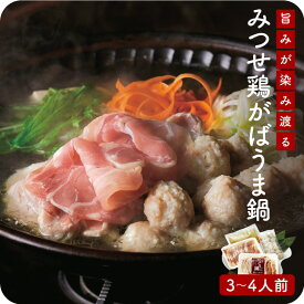 みつせ鶏 がばうま鍋（醤油風味） 3-4人前 （ももスライス/ふわふわだんご/スープ付）プレゼント ギフト とり鍋 鶏鍋 鍋セット 鍋 おなべ お鍋 鶏肉 お肉 スープ 九州 お取り寄せ グルメ 贈り物 送料無料 内祝い お祝い 御礼