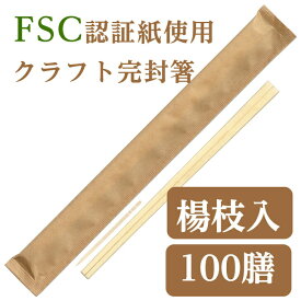 九州紙工 紙完封箸 100膳 FSC認証紙使用 クラフト 21 植林元禄 個包装 楊枝あり・なし 割り箸 シンプル テイクアウト お弁当 飲食店