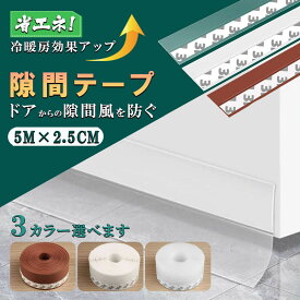隙間シール 隙間テープ 隙間対策 すき間風防止 防風 密封 騒音抑制 ドア下部シール 2.5cm×5m 透明 冷暖房効率UP 防音 気密 断熱 防虫 ホコリ