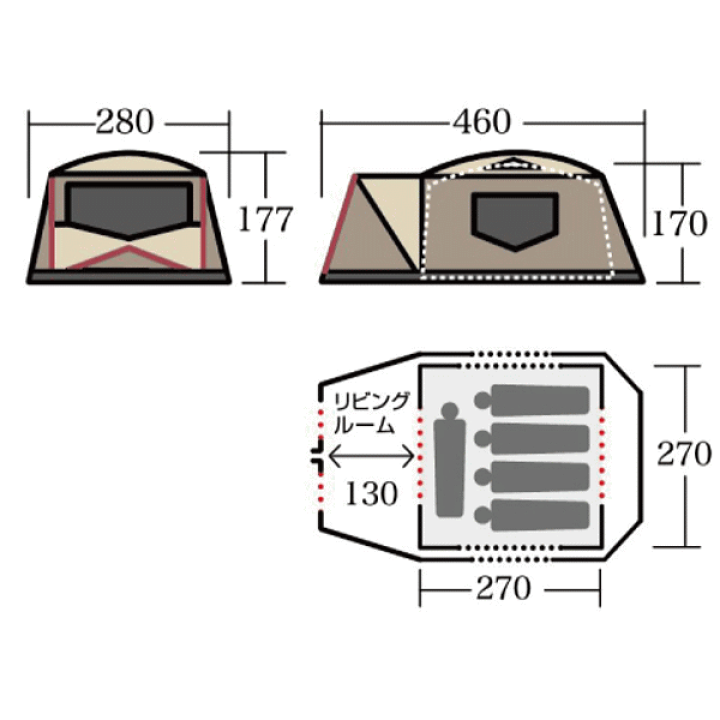 オガワテント、リサ_ビア3 廃盤、最安値、最終値下げ、12末までです ogawa リサービア Ⅲ 3 スタンディングテープ付き