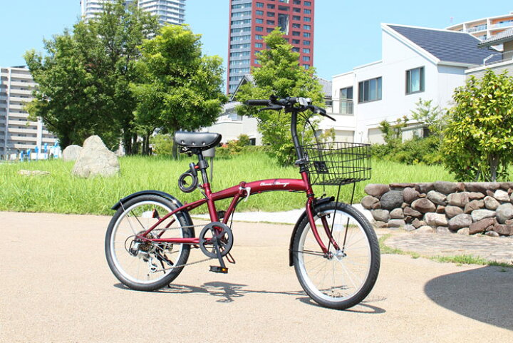 楽天市場】折りたたみ自転車 20 インチ 6段変速 カギ ライト かご 