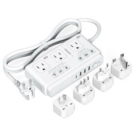 変圧器 海外旅行用 韓国 220vから100v TESSAN SEタイプ プラグ延長コード付き 海外 コンセント 変換プラグ C BF O Lタイプ付き 全世界対応 海外変圧 3USB-A 1USB-C 降圧トランス 電圧変換器 タイ ヨーロッパ シンガポール オーストラリア ドイッツ イタリアなど適用