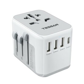 海外 変換プラグ TESSAN コンセント変換プラグ 全世界対応 変換器 A/BF/O/Cタイプ 3つUSB-Aと1つUSB-Cポート付き ヨーロッパ/韓国/イギリス/アメリカ/オーストラリア/中国などの国に対応 海外旅行用便利グッズ トラベルグッズ