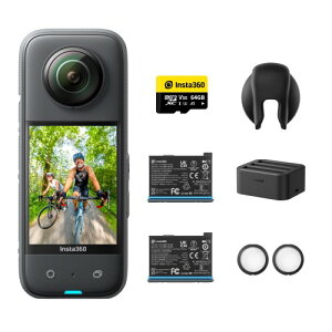 Insta360 X3 �b360�x�J���� �V�^1/2�C���`48MP�Z���T�[ IPX8�h�� 5.7K360�x���� 72MP360�x�ʐ^ ��u���␳ �A�N�e�B�uHDR 4K��l�̎��_ 60fps���B�� 360�x�����ێ� AI�ҏW ��������2.0 ������ �J�� 360�x���C�u