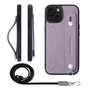 HANATORA for iPhone 15 �P�[�X �{�v �ϏՌ� �w�ʃx���g �X�g���b�v�����O �X�}�z�P�[�X �X�}�z �X�^���h�@�\ �l�b�N�X�g���b�v �t�� �J�[�h�|�P�b�g �V�������N���U�[ �M�t�g �p�[�v�� CGHGZ-15-Purple