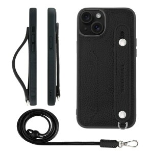 HANATORA for iPhone 15 �P�[�X �{�v �ϏՌ� �w�ʃx���g �X�g���b�v�����O �X�}�z�P�[�X �X�}�z �X�^���h�@�\ �l�b�N�X�g���b�v �t�� �J�[�h�|�P�b�g �V�������N���U�[ �M�t�g �u���b�N CGHGZ-15-Black