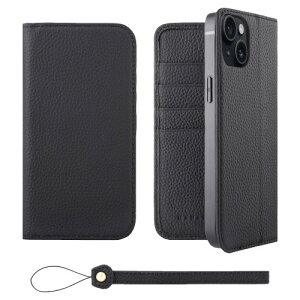 HANATORA for iPhone 15Plus �P�[�X �蒠�^ �{�v �X�}�z�P�[�X �X�}�z �X�^���h �X�g���b�v �t�� �V�������N�J�[�t���U�[ �x���g�Ȃ� �}�O�l�b�g�Ȃ� �u���b�N H0XA-15Plus-Black �M�t�g �a���� ���� �j�� 