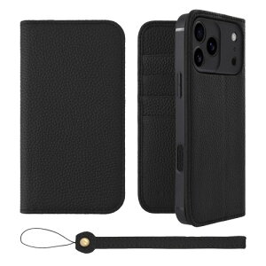 HANATORA for iPhone 17ProMax �P�[�X �蒠�^ �{�v �X�}�z�P�[�X �X�}�z �X�^���h �X�g���b�v �t�� �V�������N�J�[�t���U�[ �x���g�Ȃ� �}�O�l�b�g�Ȃ� �u���b�N H0XA-17ProMax-Black �M�t�g �a���� ���� �j