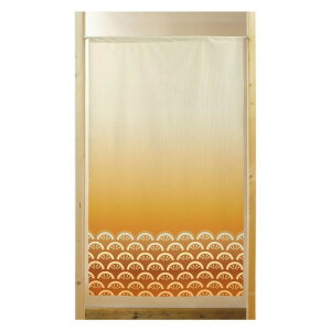 市松柄レースのれん 青海波 ベージュ-オレンジ 850×1500 41889