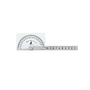 62928 シンワ プロトラクター NO.183 シルバー 55×94mm 竿目盛10cm 角型