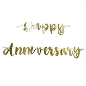 �X�N���v�g�o�i�[�@Happy Anniversary�@�o�i�[�@�S�[���h�@75cm��113cm U72608
