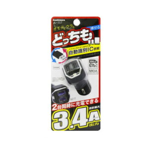 DC�\�P�b�g�ϊ��A�_�v�^ 3.4A ���o�[�V�u�� USB 2�|�[�g AJ-557