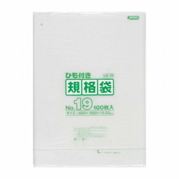 ジャパックス LD規格袋 厚み0.030mm No.19 ひも付き 透明 100枚×5冊×3