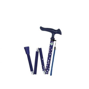フジホーム ステッキ 杖 かるがもファムII折畳 小花ネイビー WB5133