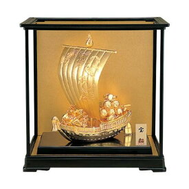 高岡銅器 和風置物　宝船ゴールド　ガラスケース付　156-02